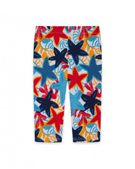 Leggings capri en jersey étoiles fille bleu red submarine Leggings capri en jersey étoiles fille bleu red submarine