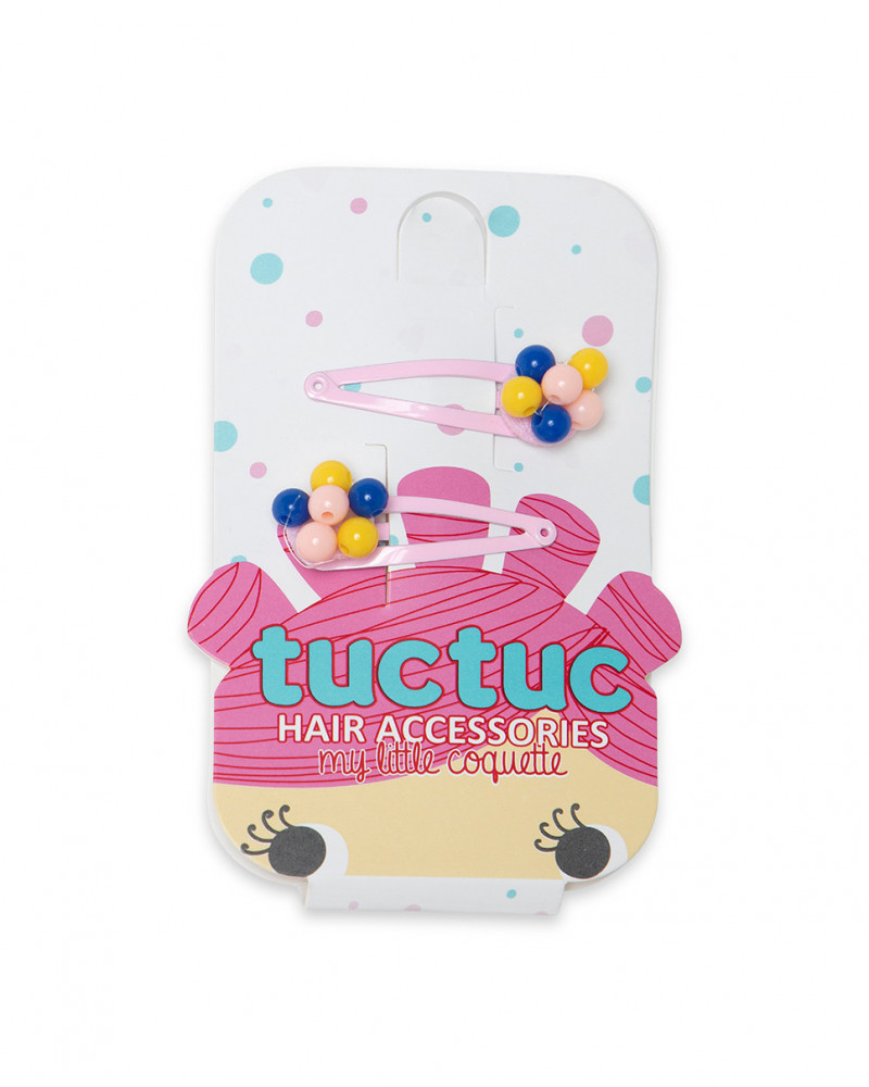 Set 2 barrettes cheveux fleurs fille orange enjoy the sun