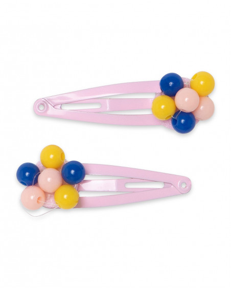 Set 2 barrettes cheveux fleurs fille orange enjoy the sun