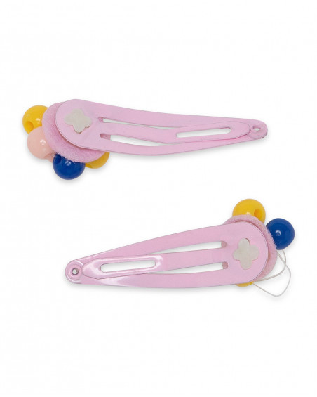 Set 2 barrettes cheveux fleurs fille orange enjoy the sun