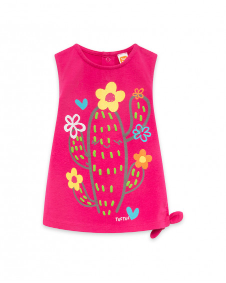 Tee-shirt en jersey bretelles fille rose funcactus Tee-shirt en jersey bretelles fille rose funcactus
