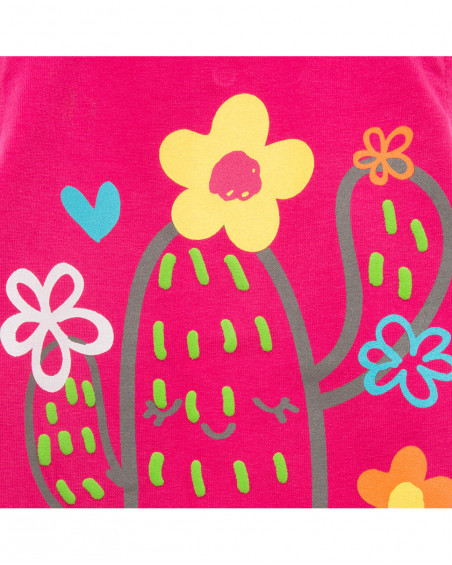 Tee-shirt en jersey bretelles fille rose funcactus Tee-shirt en jersey bretelles fille rose funcactus