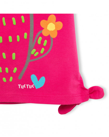Tee-shirt en jersey bretelles fille rose funcactus Tee-shirt en jersey bretelles fille rose funcactus