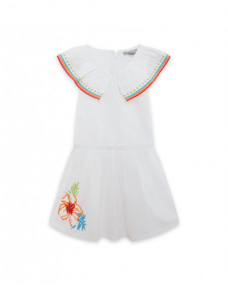 Robe en popeline volants fille blanche summer festival Robe en popeline volants fille blanche summer festival