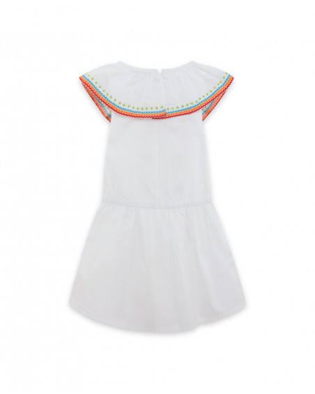 Robe en popeline volants fille blanche summer festival Robe en popeline volants fille blanche summer festival