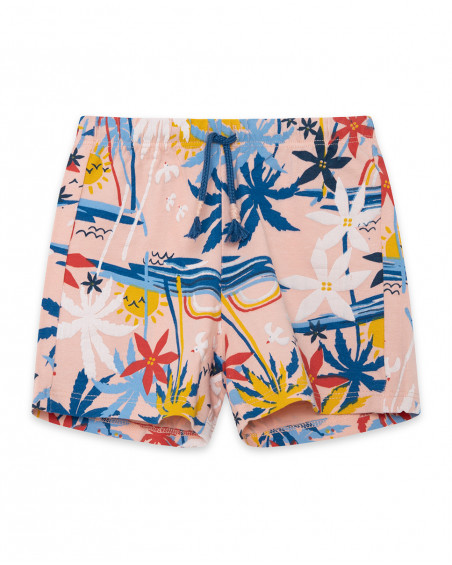 Short en jersey imprimé fille orange enjoy the sun Short en jersey imprimé fille orange enjoy the sun