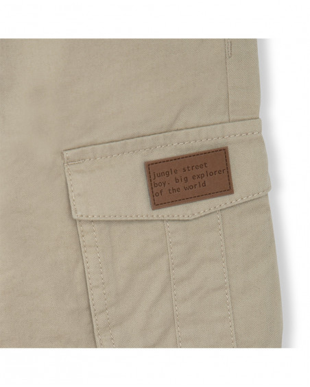 Pantalon en sergé avec poches garçon beige jungle street Pantalon en sergé avec poches garçon beige jungle street