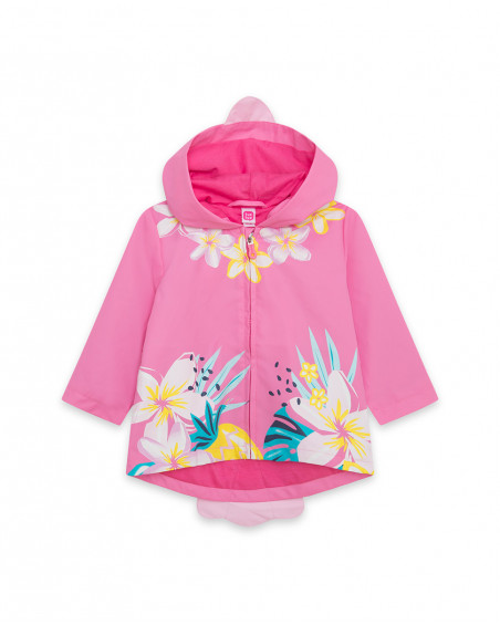 Gabardine fleurs fille rose tahiti Gabardine fleurs fille rose tahiti