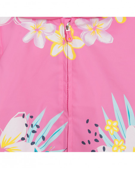 Gabardine fleurs fille rose tahiti Gabardine fleurs fille rose tahiti