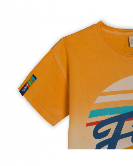 Tee-shirt en jersey message garçon orange free time