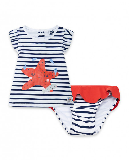 Ensemble de bain à rayures fille blanche little pirates Ensemble de bain à rayures fille blanche little pirates