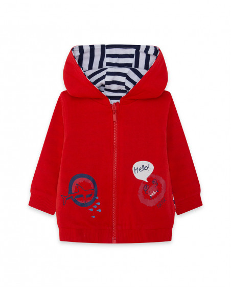 Sweat-shirt capuche en peluche avec fermeture éclair garçon