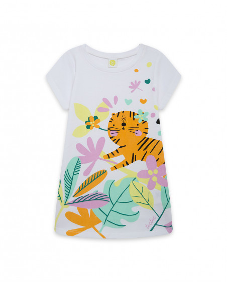 Robe en jersey imprimé fille blanche in the jungle Robe en jersey imprimé fille blanche in the jungle