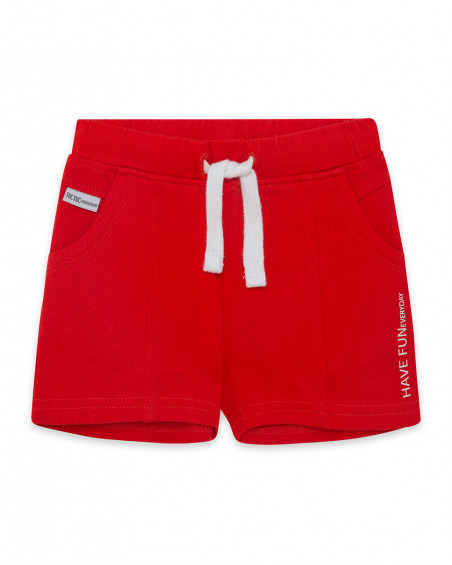 Bermuda en jersey lacets garçon rouge basicos kids Bermuda en jersey lacets garçon rouge basicos kids