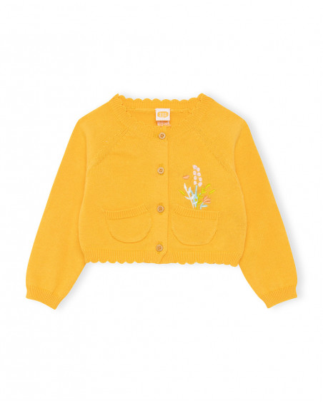 Veste en tricot boutons fille orange picnic time Veste en tricot boutons fille orange picnic time
