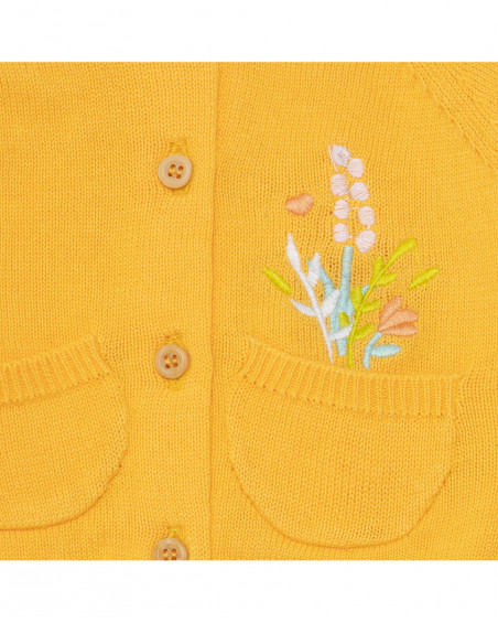 Veste en tricot boutons fille orange picnic time