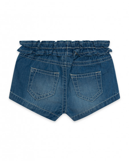 Jupe en jeans fleur fille bleu tahiti