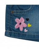 Jupe en jeans fleur fille bleu tahiti Jupe en jeans fleur fille bleu tahiti