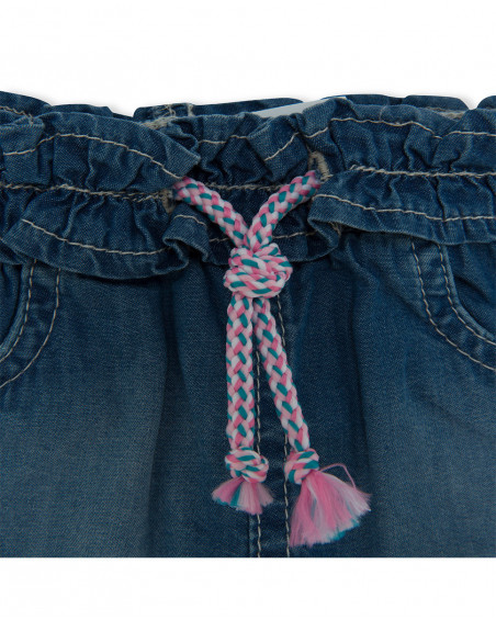 Jupe en jeans fleur fille bleu tahiti