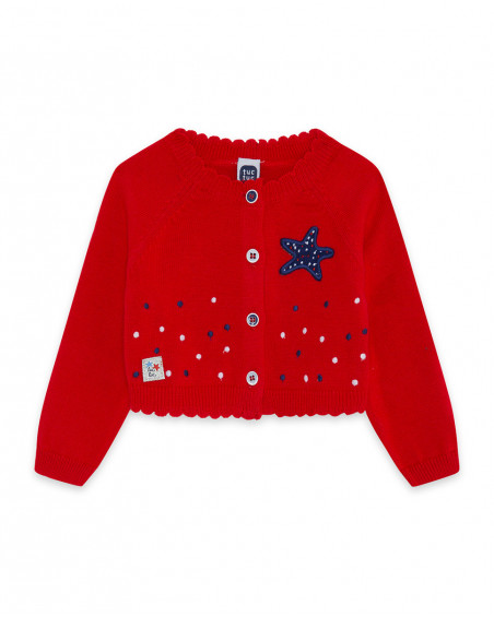 Boléro en tricot boutons fille rouge little pirates Boléro en tricot boutons fille rouge little pirates