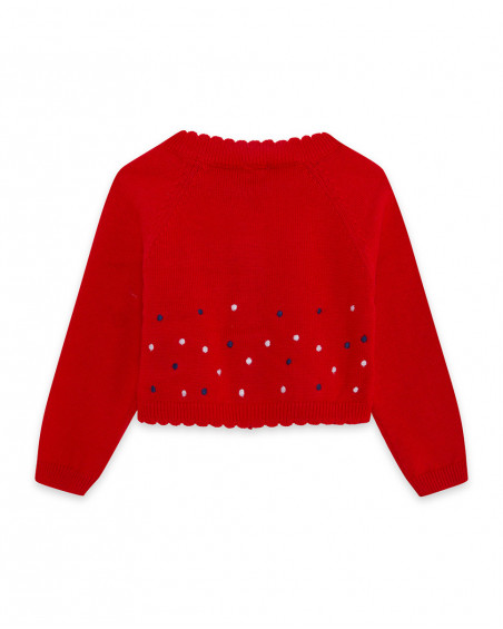 Boléro en tricot boutons fille rouge little pirates Boléro en tricot boutons fille rouge little pirates
