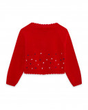 Boléro en tricot boutons fille rouge little pirates Boléro en tricot boutons fille rouge little pirates