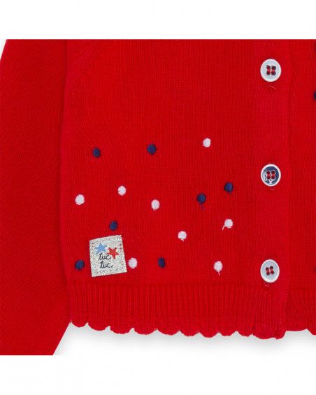 Boléro en tricot boutons fille rouge little pirates Boléro en tricot boutons fille rouge little pirates