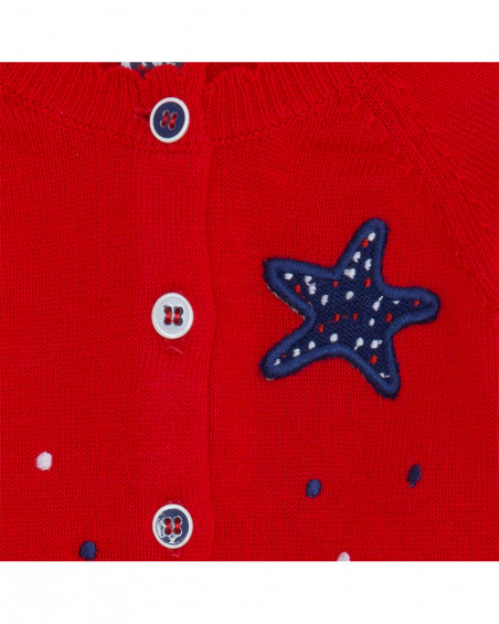 Boléro en tricot boutons fille rouge little pirates Boléro en tricot boutons fille rouge little pirates