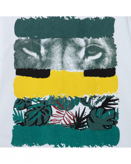 Tee-shirt et bermuda en jersey lacets garçon blanche jungle