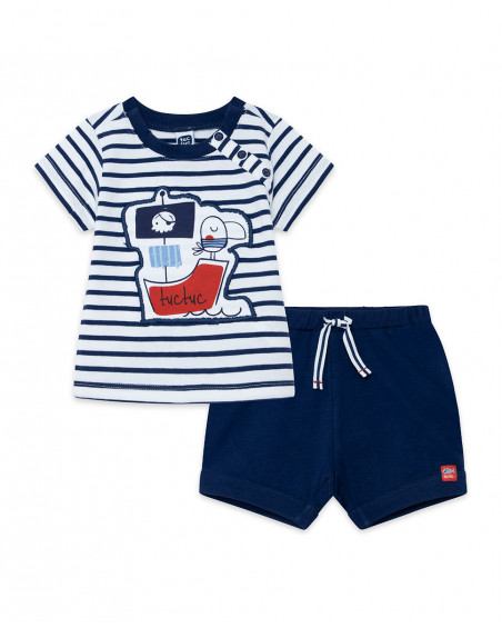 Tee-shirt et bermuda en jersey à rayures garçon bleu little Tee-shirt et bermuda en jersey à rayures garçon bleu little