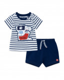 Tee-shirt et bermuda en jersey à rayures garçon bleu little Tee-shirt et bermuda en jersey à rayures garçon bleu little