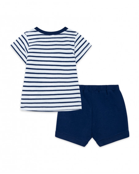 Tee-shirt et bermuda en jersey à rayures garçon bleu little Tee-shirt et bermuda en jersey à rayures garçon bleu little