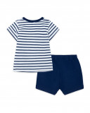 Tee-shirt et bermuda en jersey à rayures garçon bleu little Tee-shirt et bermuda en jersey à rayures garçon bleu little