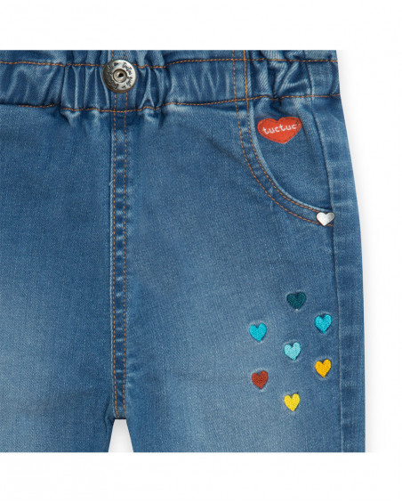 Pantalon en jeans coeurs fille bleu smile today Pantalon en jeans coeurs fille bleu smile today