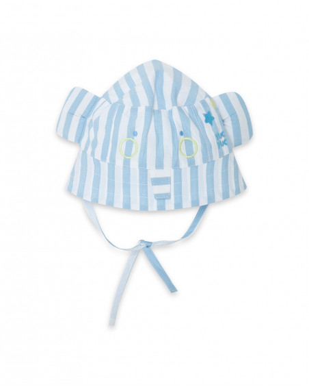 Bonnet en popeline à rayures garçon bleu so cute