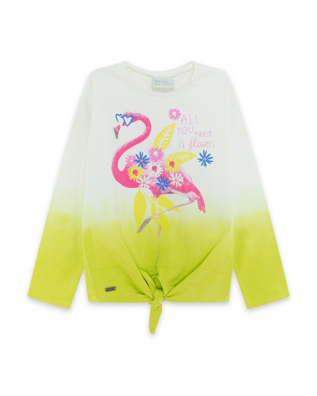 Tee-shirt en jersey manche longue fille blanche ready to bloom Tee-shirt en jersey manche longue fille blanche ready to bloom