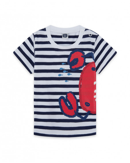 Tee-shirt en jersey à rayures garçon bleu red submarine