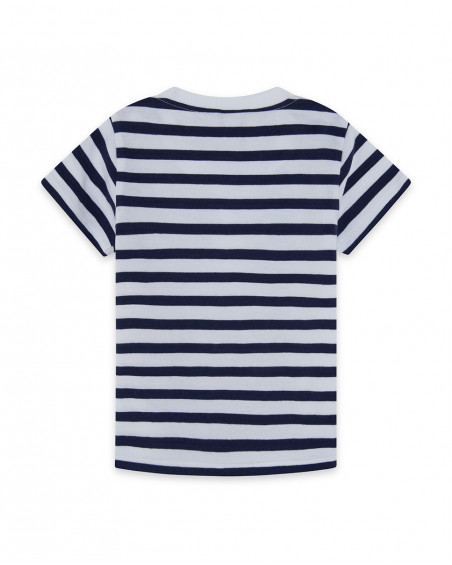 Tee-shirt en jersey à rayures garçon bleu red submarine