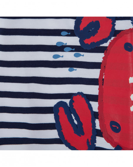 Tee-shirt en jersey à rayures garçon bleu red submarine