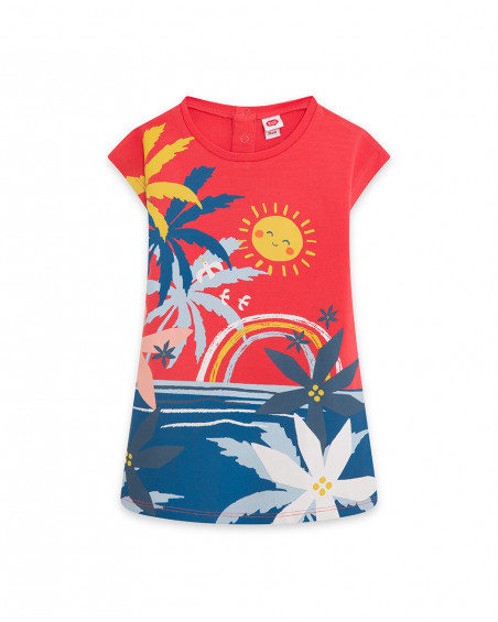 Robe en jersey imprimé fille orange enjoy the sun Robe en jersey imprimé fille orange enjoy the sun