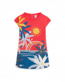 Robe en jersey imprimé fille orange enjoy the sun Robe en jersey imprimé fille orange enjoy the sun