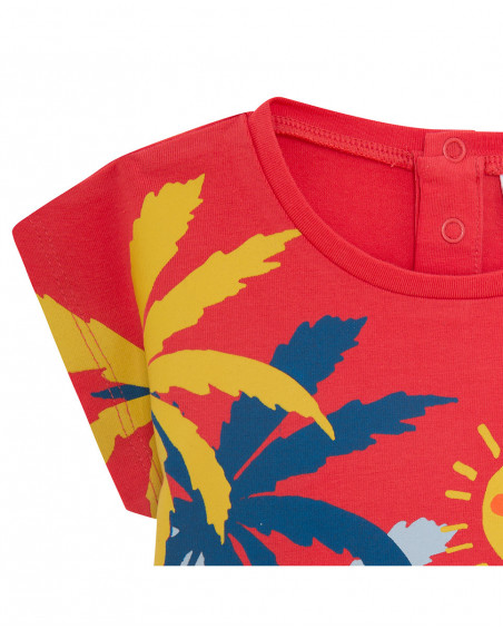Robe en jersey imprimé fille orange enjoy the sun Robe en jersey imprimé fille orange enjoy the sun