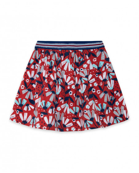 Jupe en jersey fleurs fille rouge sea lovers Jupe en jersey fleurs fille rouge sea lovers