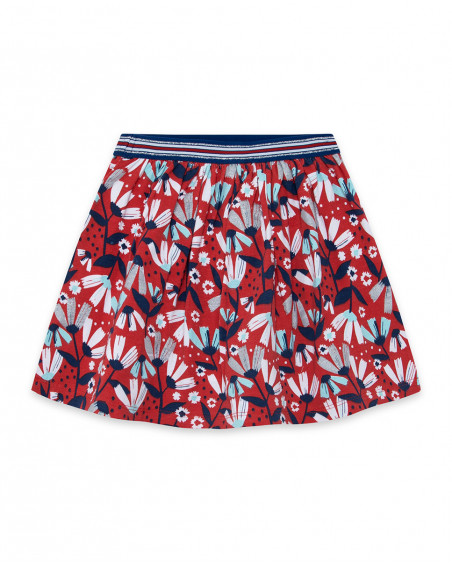 Jupe en jersey fleurs fille rouge sea lovers Jupe en jersey fleurs fille rouge sea lovers