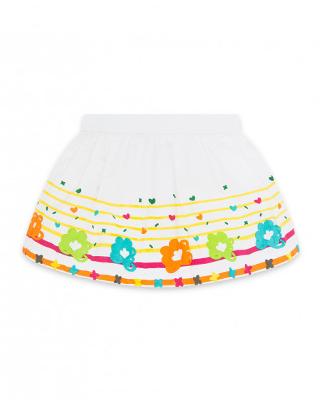 Jupe en popeline fleurs fille blanche funcactus Jupe en popeline fleurs fille blanche funcactus