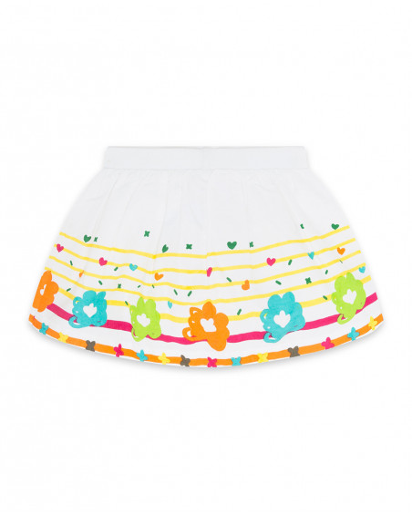 Jupe en popeline fleurs fille blanche funcactus Jupe en popeline fleurs fille blanche funcactus