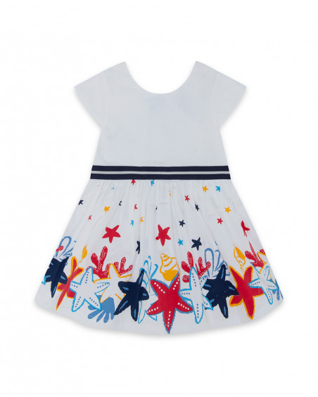 Robe en popeline étoiles fille blanche red submarine Robe en popeline étoiles fille blanche red submarine