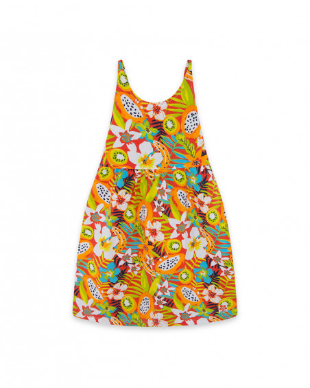 Robe en jersey bretelles fille orange summer festival Robe en jersey bretelles fille orange summer festival