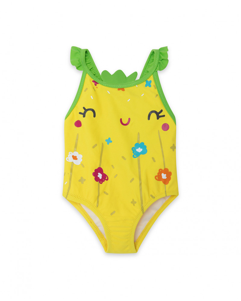 Maillot de bain fleurs fille jaune funcactus
