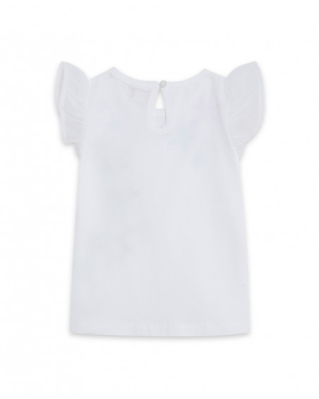 Tee-shirt en jersey fleurs fille blanche enjoy the sun